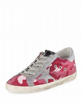 Superstar Glittered Camo Low-top Sneakers In Pink