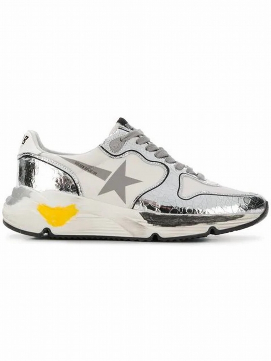 Running Sole Leather-trimmed Sneakers In Metallic