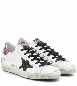 Superstar Leather Sneakers In White Leather-fuxia Phyton Gli