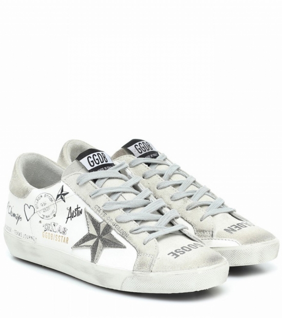 Superstar Leather Sneakers In White Leather-ice Suede Star-t