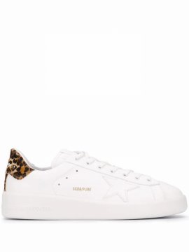 Purestar Leopard-spot Heel Leather Trainers In White