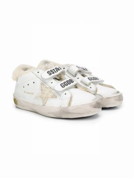 Kids' Touch Strap Shearling Sneakers In White