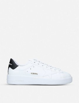 Men's White/blk Men's Pure Star Low-top Leather And Suede Trainers