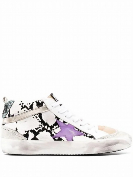 Mid Star Snake-effect Sneakers In White/black