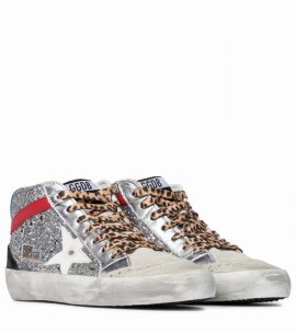 Mid Star Glitter Sneakers In Silver/ice/white/red/black