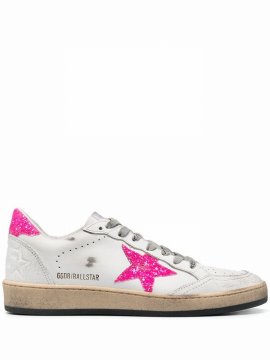 Ballstar Leather Upper Glitter Star Crack Spur In White