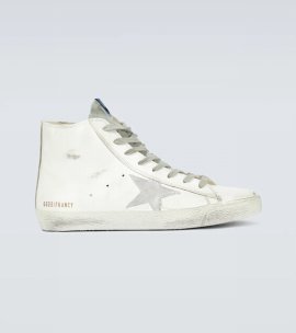 Man White Francy Sneakers With Silver Suede Star