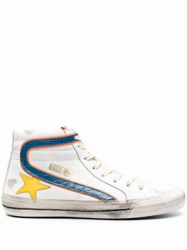 Slide High-top Leather Sneakers In White