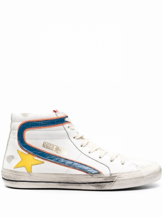 Slide High-top Leather Sneakers In White