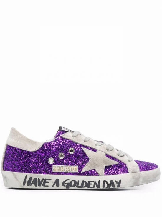 Deluxe Brand Women's Super-star Glitter Low Top Sneakers In Violet Glitter/beige