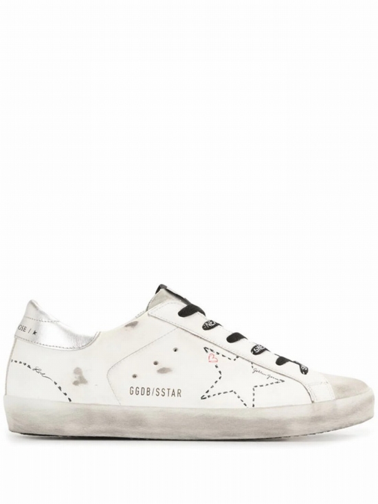 Womens Silver Com Women's Superstar 81508 Suede, Mesh And Leather Low-top Trainers 4 In White