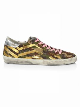 Super Star Gold Camo Sneakers In Green Camouflage Silver