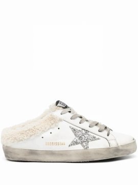 Superstar Shearling-lined Lace-up Trainers In White