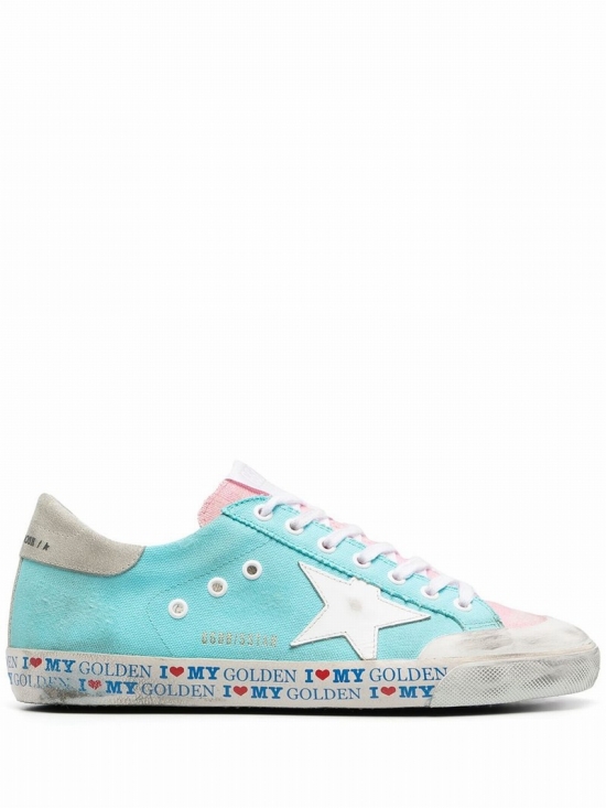 Super-star Distressed-effect Sneakers In Blue