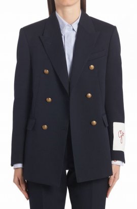 Golden Collection Logo-patch Blazer In Navy