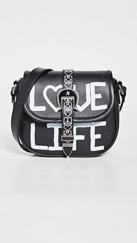 Graffiti-print Crossbody Bag In Black White