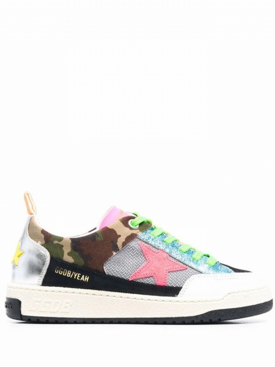 Yeah Camouflage-print Sneakers In 80388 White/light Grey/green Camouflage/fuchsia Fluo