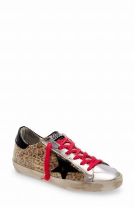 Super-star Leopard Print Sneaker In Beige Leo/ Silver/ Black