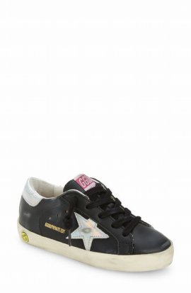 Kids' Super-star Low Top Sneaker In Black/ Silver