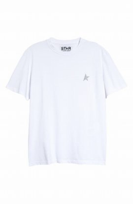 Star W`s Regular T-shirt / Small Star/ Glitter In Bianco