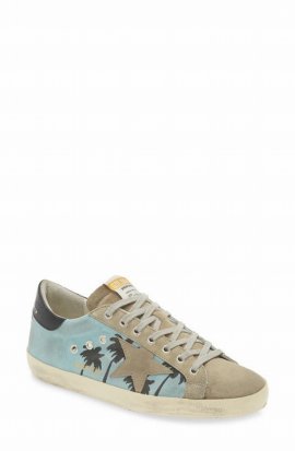 Men's Super Star Palm Tree-print Canvas Low-top Sneakers In Multicolor