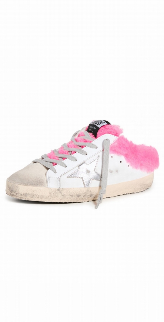 Sabot Sneakers In White/sand/silver/fuchsia