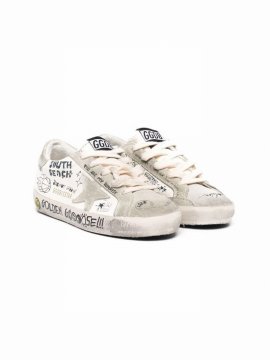 Kids' Superstar Slogan-print Low-top Sneakers In White