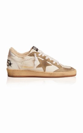 Women's Ballstar Shearling-lined Leather Sneakers In White
