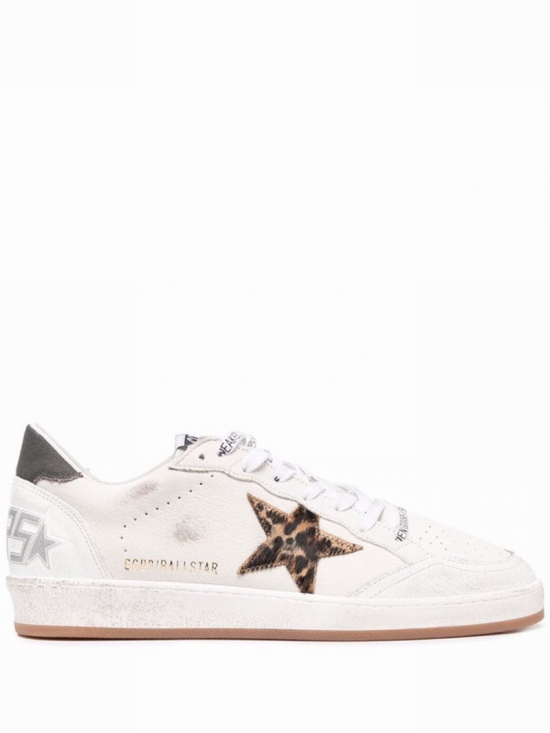 Leopard-star Leather Trainers In Neutrals