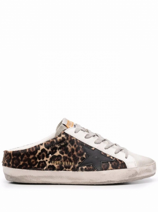 Superstar Sabot Leopard Mules In Beige Brown Leo Ice Black