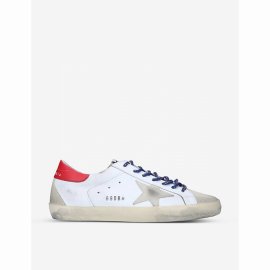 Men's White/red Men's Superstar Logo-patch Leather Low-top Trainers