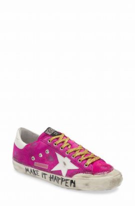 Super-star Penstar Genuine Calf Hair Sneaker In Fuschia/ White