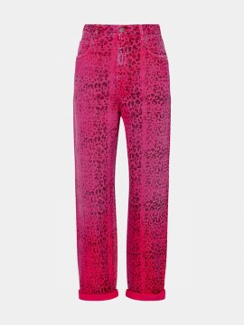 Leopard-print High-waisted Jeans In Fuchsia
