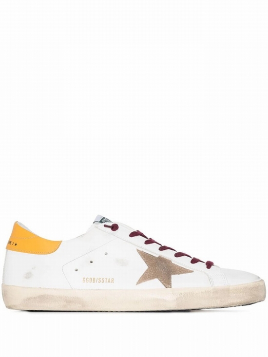 White Super-star Distressed Leather Sneakers