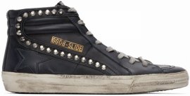 Slide Classic High-top Distressed Sneakers In Black