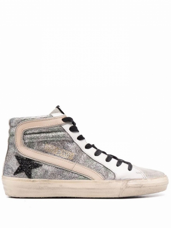 Star-patch Lace-up Sneakers In Silver