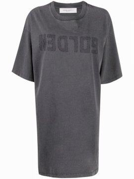 Logo-print Short-sleeved T-shirt Dress In Grey