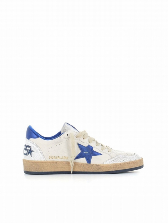 Mens Ballstar Low-top Leather Trainers In Wht Bluette