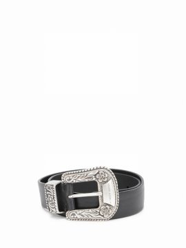 Western-inspired Buckled Belt In Black