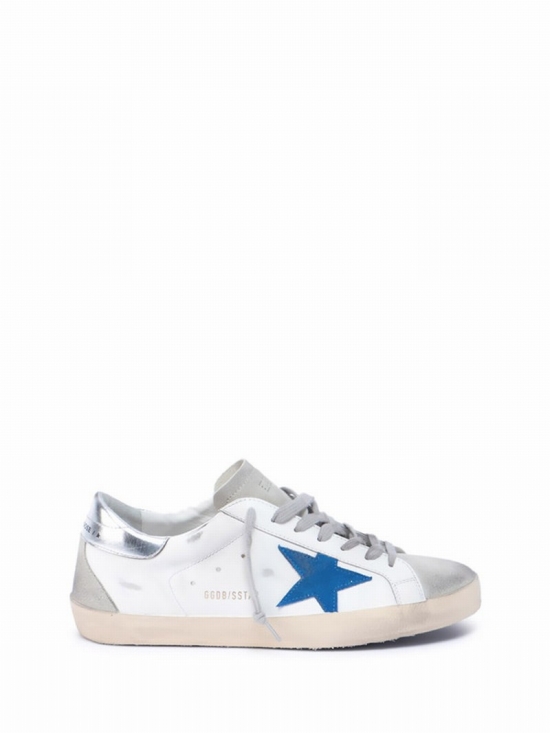 Superstar Distressed Leather And Suede Sneakers In Bianco