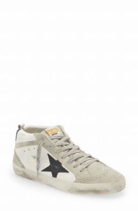 Mid Star Distressed-effect Sneakers In White