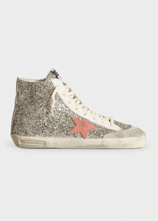 Francy Glitter Mid-top Sneakers In Silver