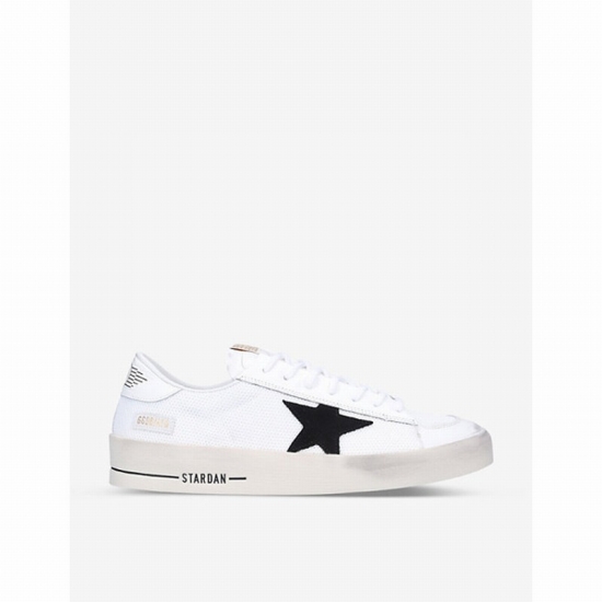 Men's White/blk Men's Stardan Low-top Leather And Mesh Trainers