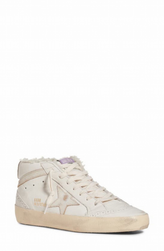 Ball Star Shearling-lined Leather Sneakers In White/beige