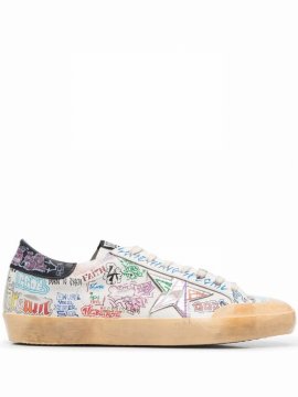 Graffiti-print Low-top Sneakers In White