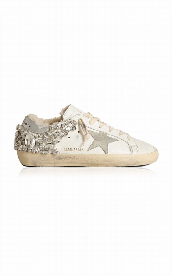 Women's Superstar Shearling-lined Studded Leather Sneakers In White