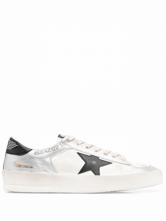 Metallic Logo-print Sneakers In White