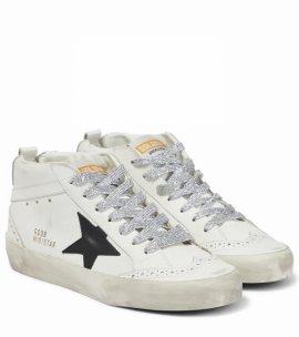 Mid Star Leather Sneakers In White,black