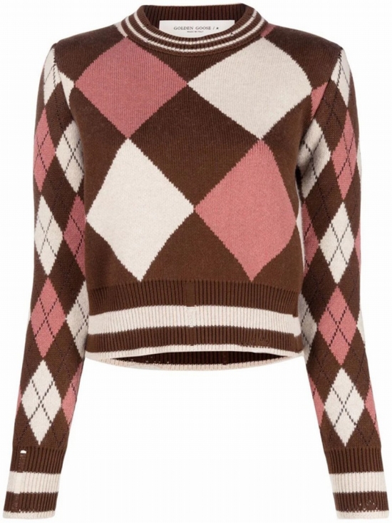 Intarsia-knit Long-sleeve Jumper In Brown