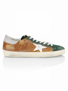 Super-star Leather Sneakers In Brown Green Grey